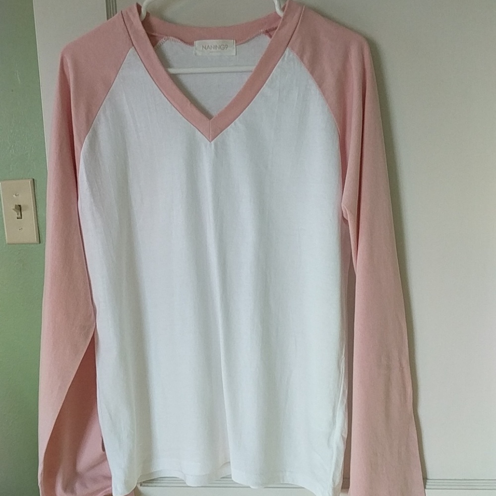 Naning9 white and pink tee